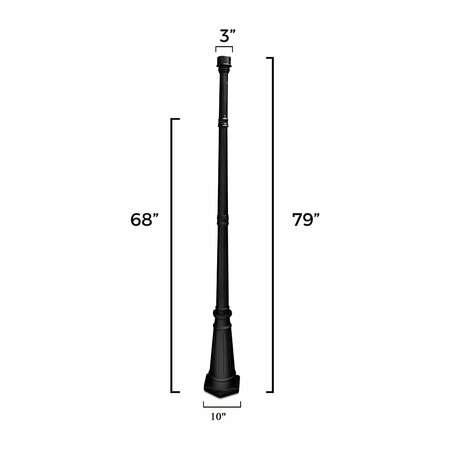 Gama Sonic 6.5 FT Black Decorative Post with 3in Fitter DP55F0